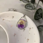 Pressed pansy flower necklace - Image 4