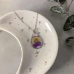 Pressed pansy flower necklace - Image 5