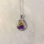 Pressed pansy flower necklace - Image 6