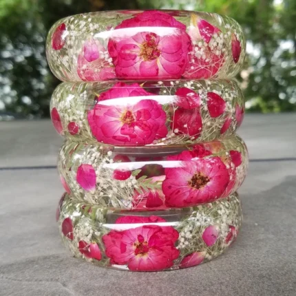 real flower resin bangle
