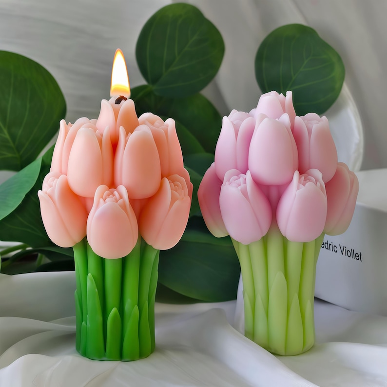 3D Tulip Candle Silicone Bouquet