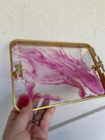 Luxury Burgundy Gold Epoxy Tray - Image 8