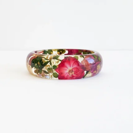 real flower resin bangle