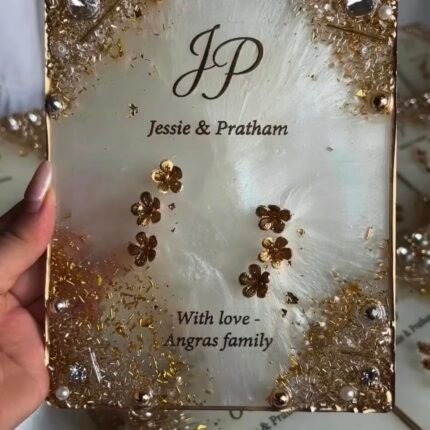 Customized resin Ginni platter personalized with Jessie and Pratham names