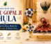 Handcrafted Laddu Gopal Ji Jhula with floral decorations and peacock feather