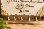 Handmade customized resin nameplate with golden bells for home entrance